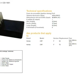 Zlevněný DZE jednotka zapalování CDI HONDA CRF 50/70F 04-12 (30410-GW8-670)