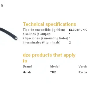 Jen Po Omezenou Doba DZE indukční cívka HONDA TRX 250 RECON 97-01 (30510-HM8-000)