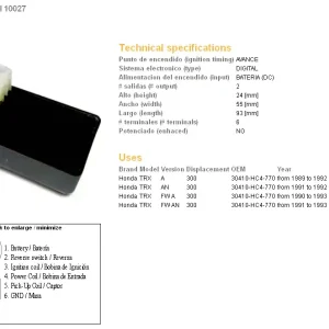 Celosvětová Doprava DZE jednotka zapalování CDI HONDA TRX 300 89-93 (30410-HC4-770;30410-HC5-971)