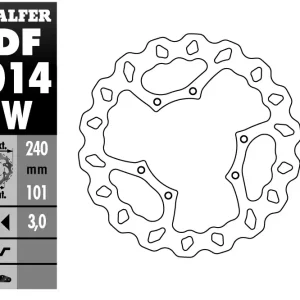 Speciální Cena GALFER přední brzdový kotouč HONDA CR 125R/250R 95-07, CR 500 95-00, CRF 250R/450R 02- WAVE (240X101X3mm)