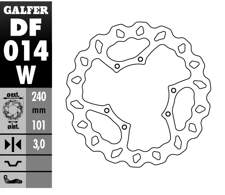 Speciální Cena GALFER přední brzdový kotouč HONDA CR 125R/250R 95-07, CR 500 95-00, CRF 250R/450R 02- WAVE (240X101X3mm)