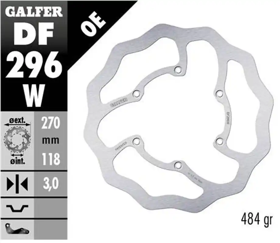 GALFER přední brzdový kotouč YAMAHA WR 250F 17-, WR 450F 20-, YZ 125/250 22-, YZ 250F/450F 20 WAVE (270X118X3mm) Omezená Nabídka