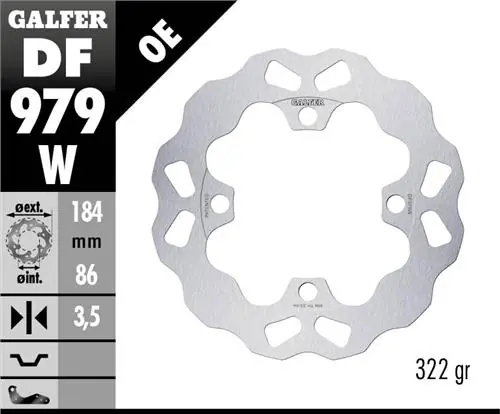 GALFER brzdový kotouč zadní YAMAHA YXR 700 RHINO 08- WAVE (184X86X3,5mm) Sleva